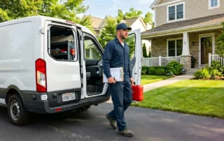 Professional RI HVAC contractor installing an efficient HVAC system in a Warwick home.